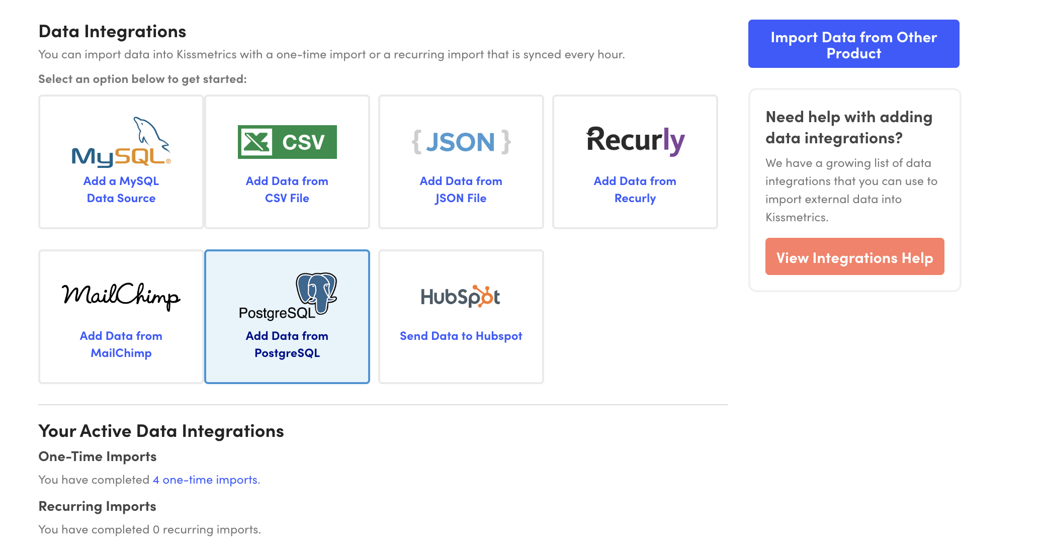 Available data integrations and connectors